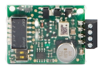 produkt_au_abschaltmodul_front Electronic board with screw terminals for connection to the signalling line.