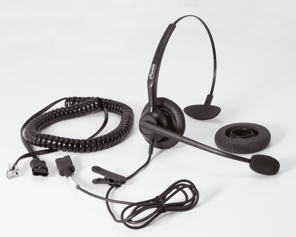 Complete scope of delivery with headset and connection cables.