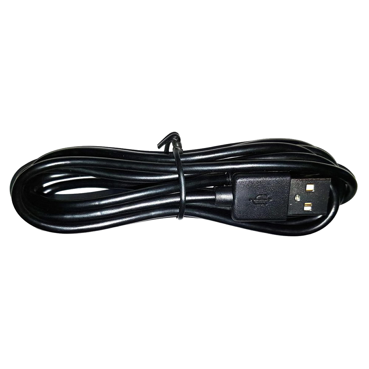 Schwarzes USB-Kabel mit Micro-USB-Stecker und USB-A-Stecker.