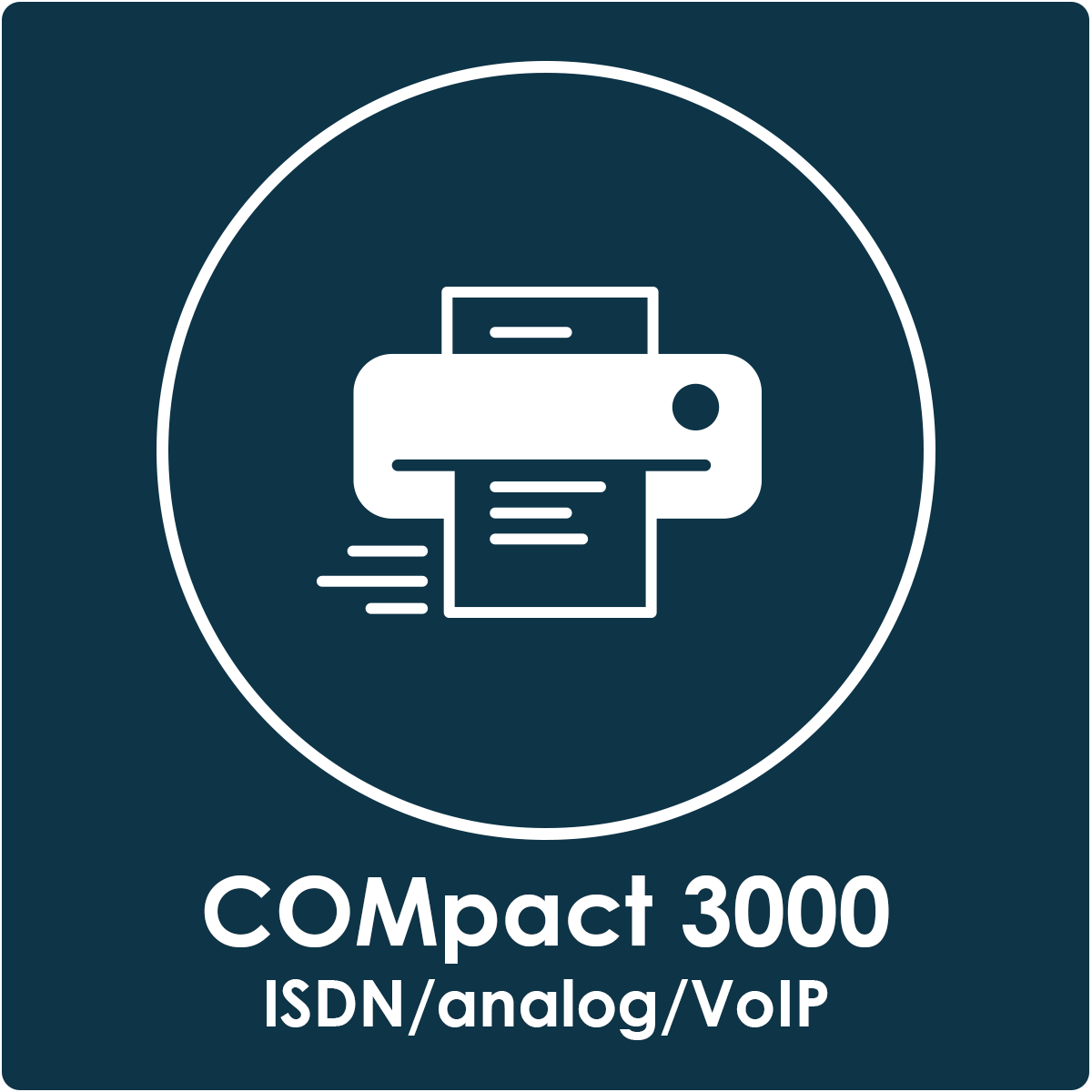 201013_Auerswald_Voucher_Faxversand_COMpact3000 Graphic symbol for the Voucher Fax sending COMpact 3000 (ISDN/analog/VoIP)